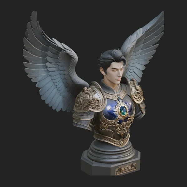 Winged Angel Man Bust Statue Design 4