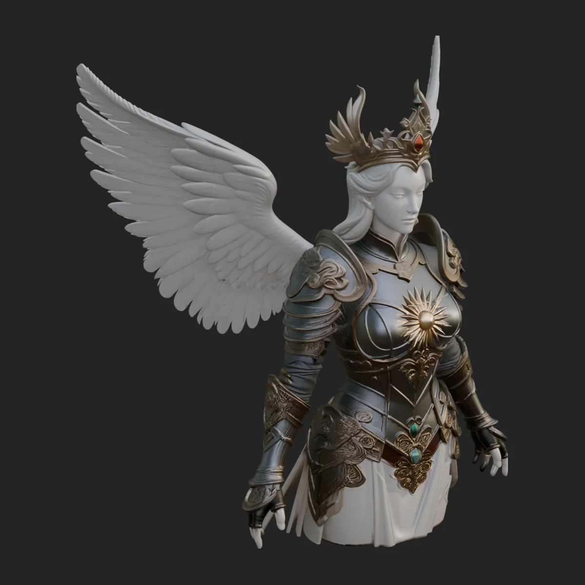 Winged Angel Warrior Bust Statue Design 1