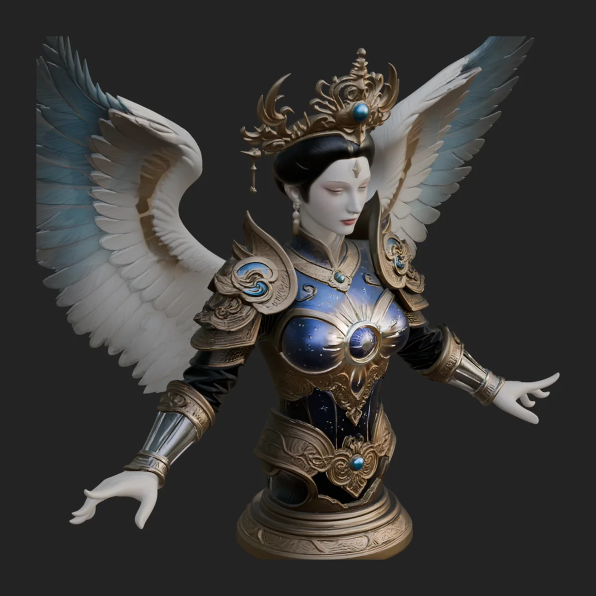 Winged Angel Warrior Bust Statue Design 2