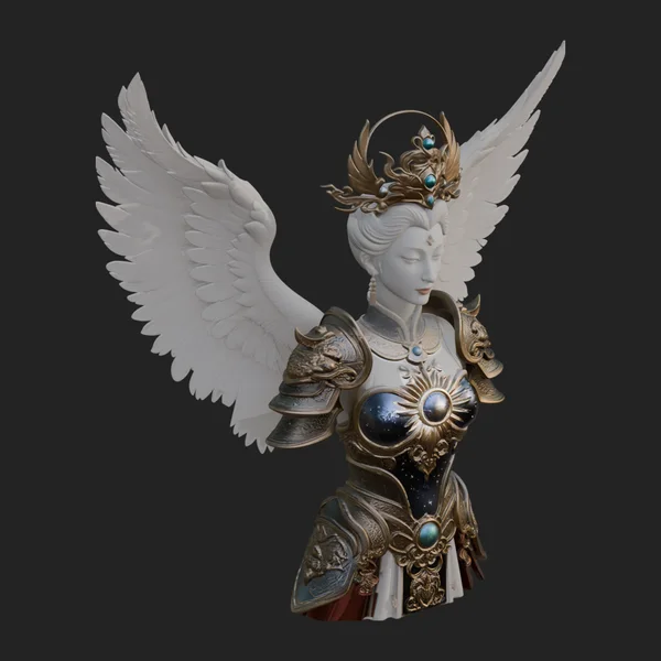 Winged Angel Warrior Bust Statue Design 3