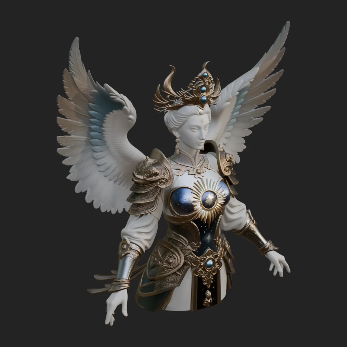 Winged Angel Warrior Bust Statue Design 4