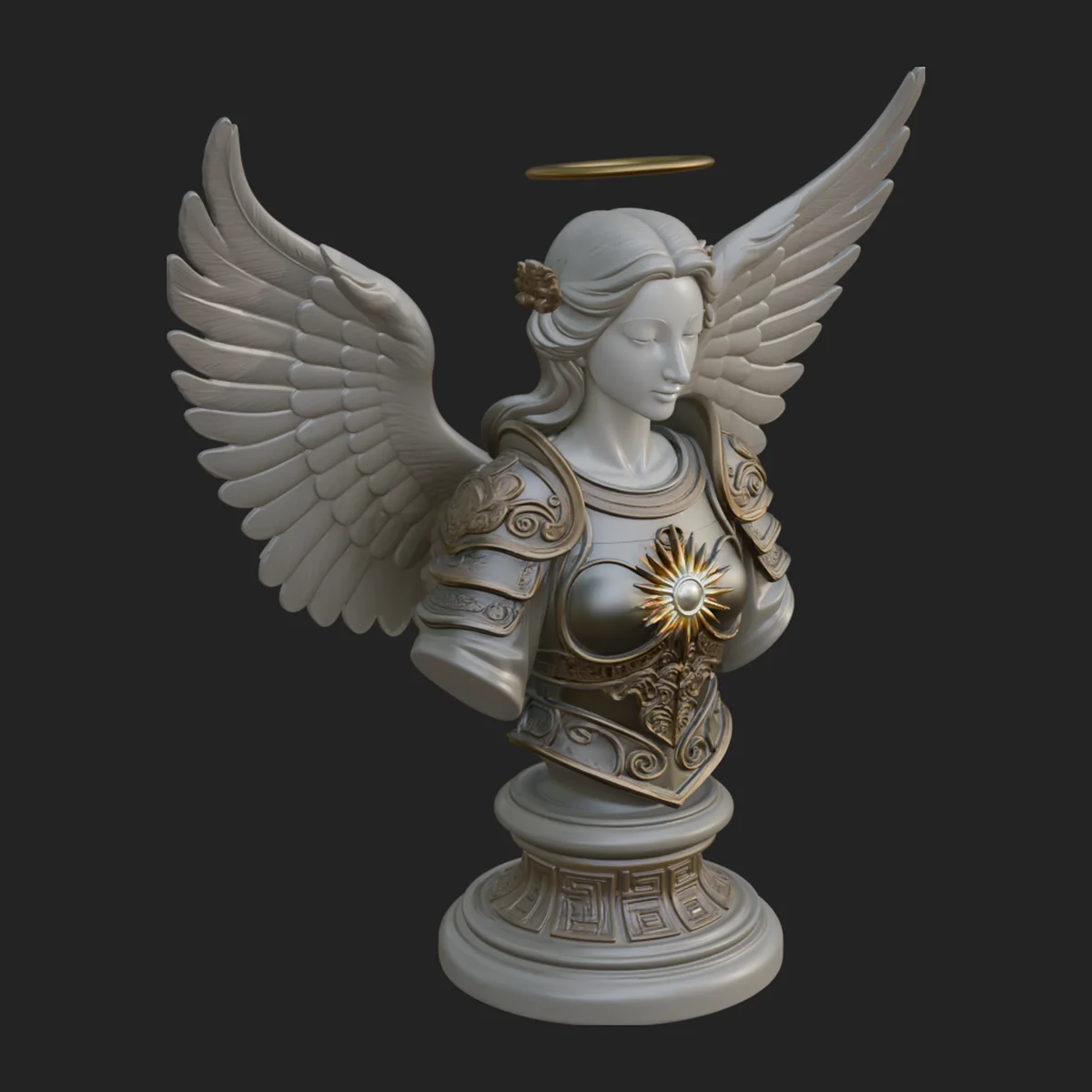 Winged Angel Warrior Bust Statue Design 6