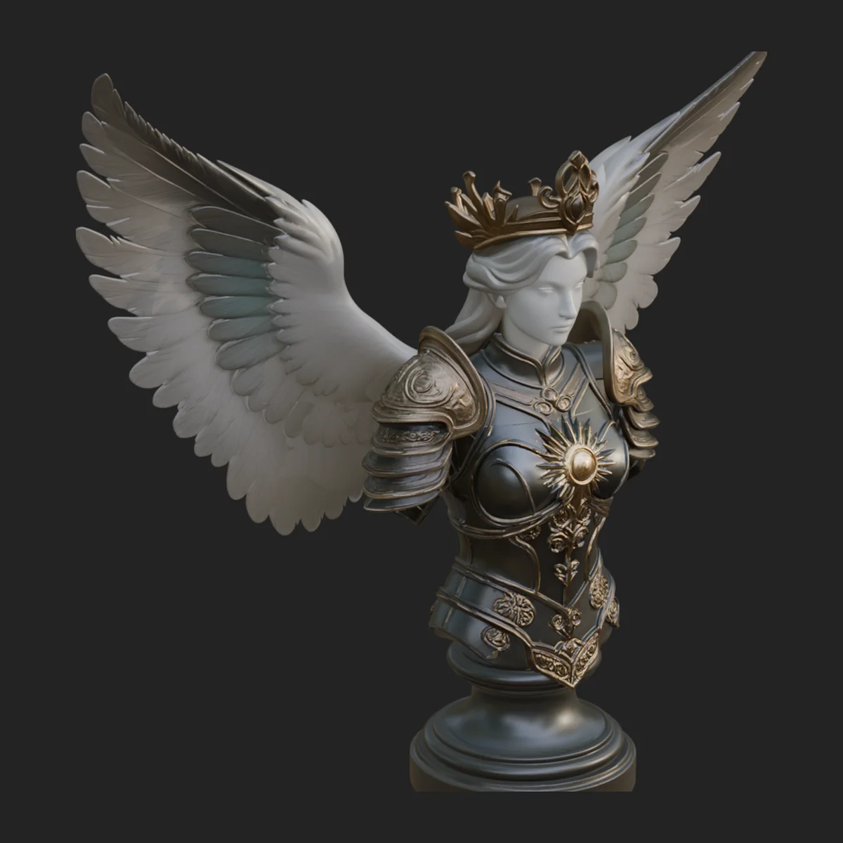 Winged Angel Warrior Bust Statue Design 8