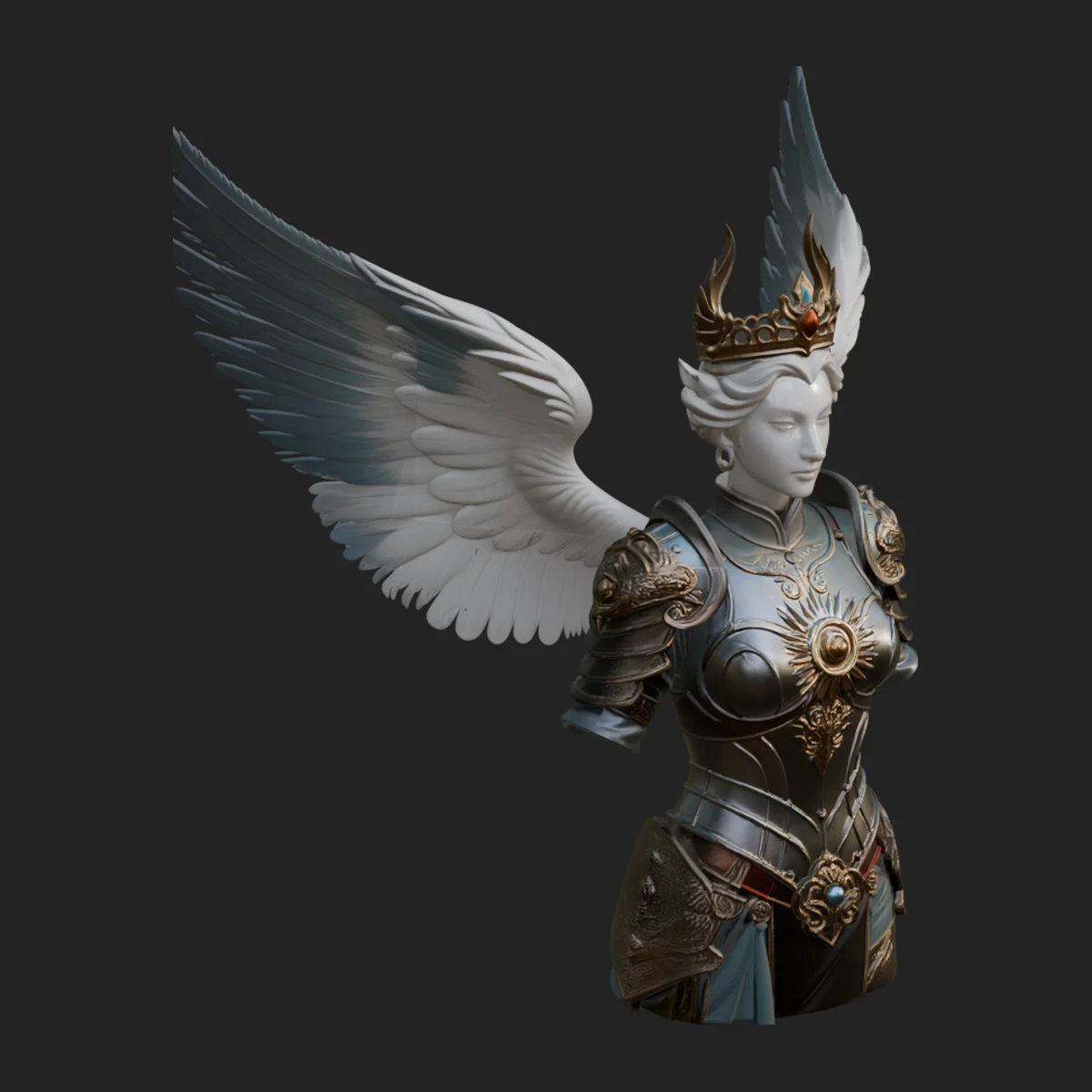 Winged Angel Warrior Bust Statue Design 9
