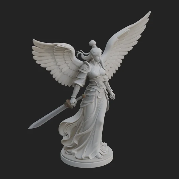 Winged Angel Warrior Woman Statue Design 1