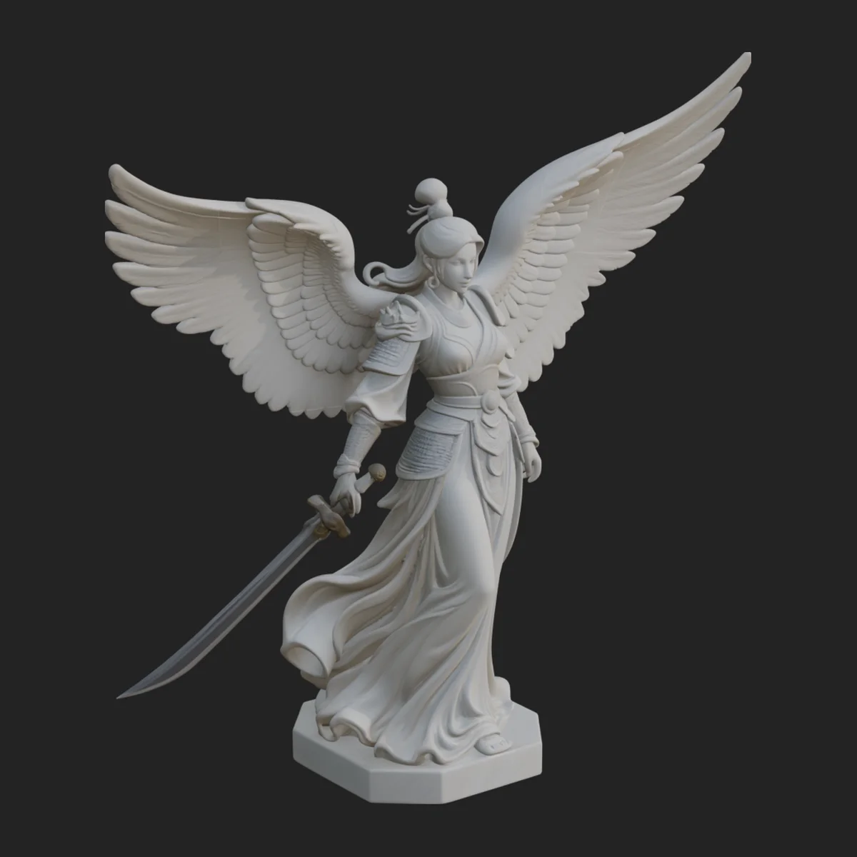 Winged Angel Warrior Woman Statue Design 2
