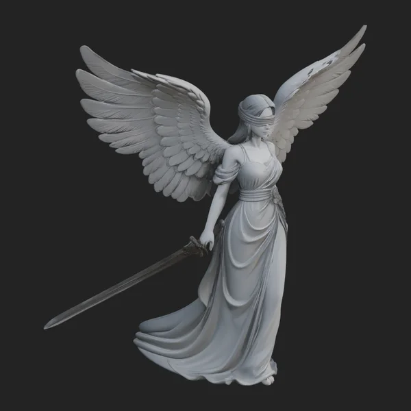 Winged Angel Warrior Woman Statue Design 3