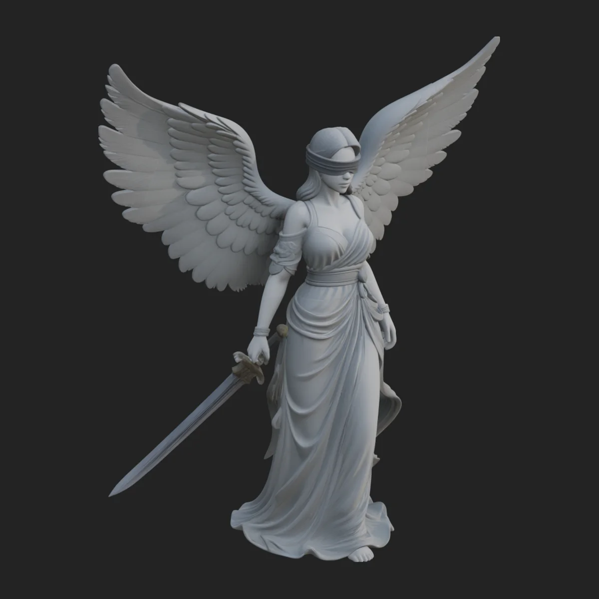 Winged Angel Warrior Woman Statue Design 4