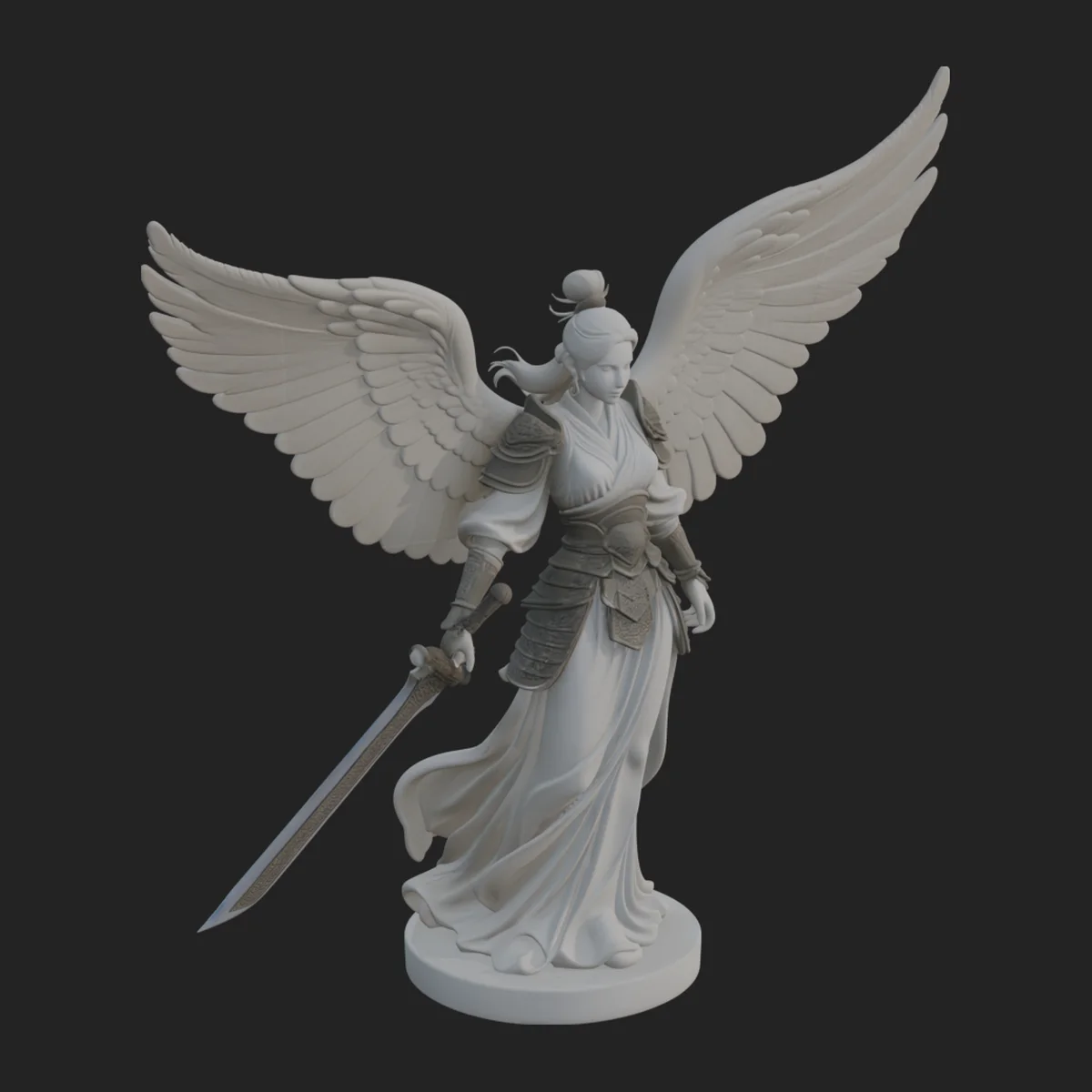 Winged Angel Warrior Woman Statue Design 5