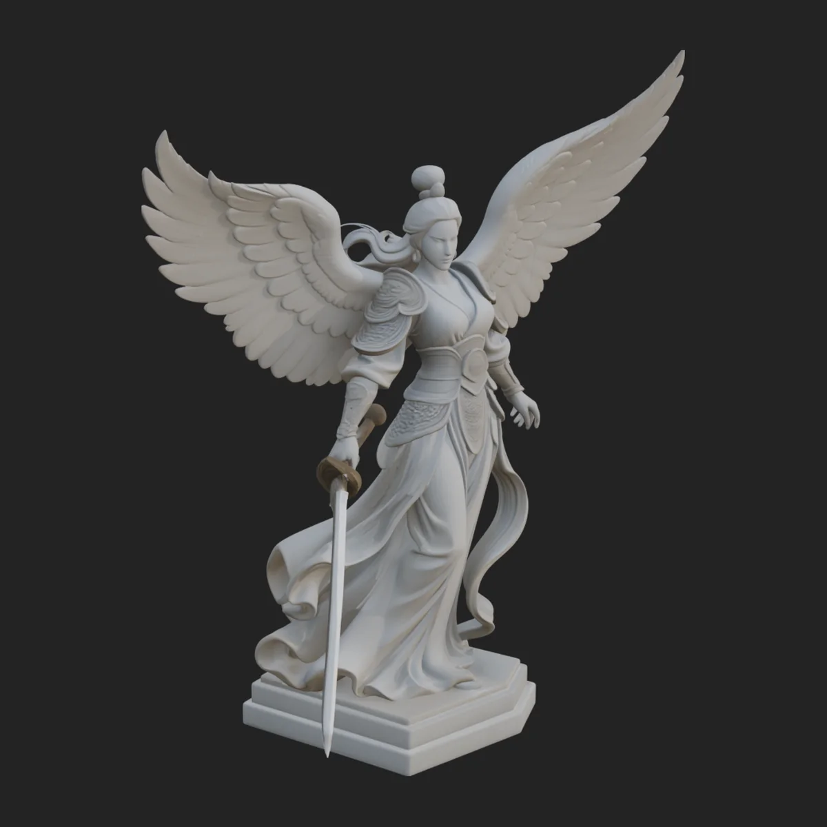 Winged Angel Warrior Woman Statue Design 9