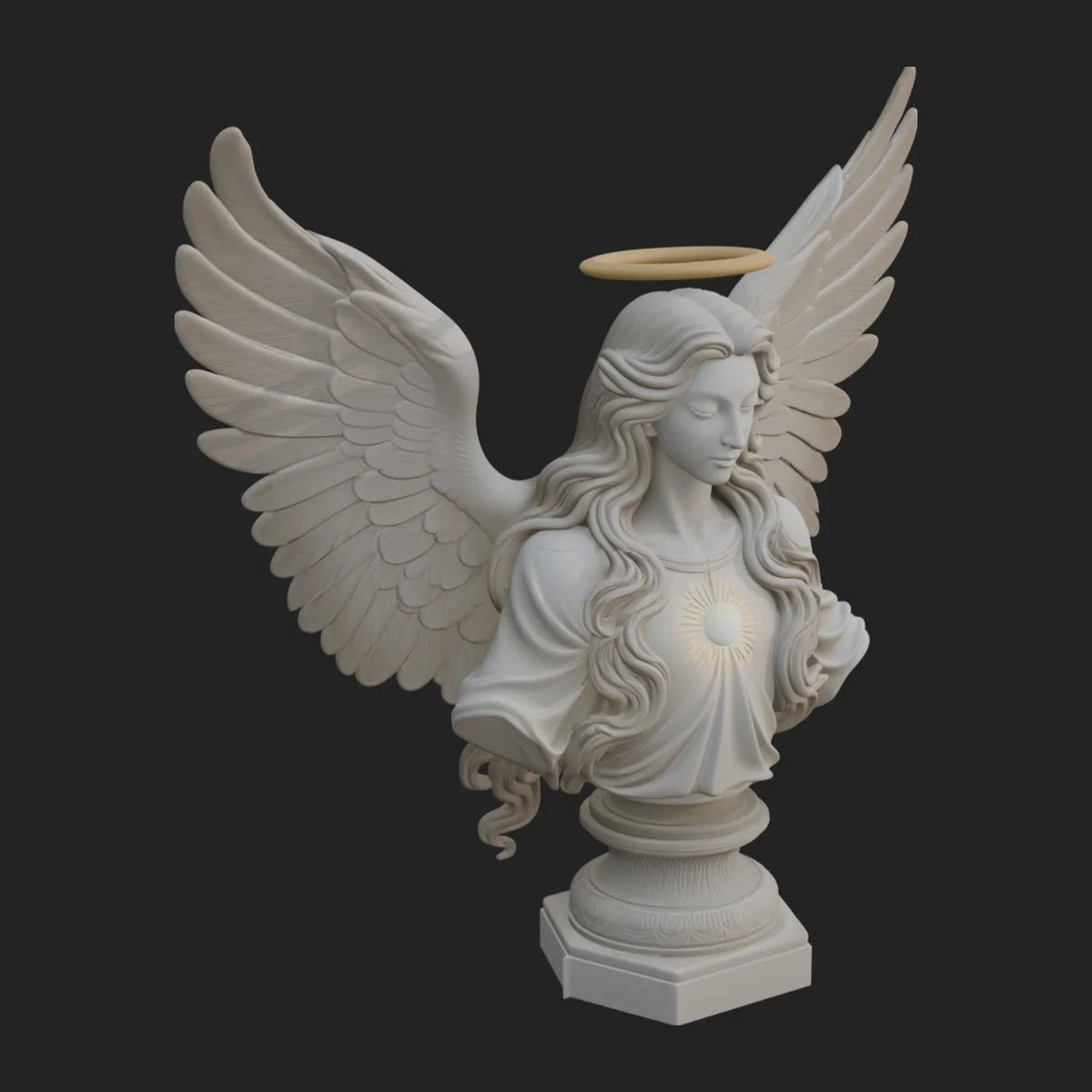 Winged Angel Woman Bust Statue Design 1