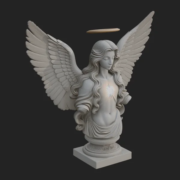 Winged Angel Woman Bust Statue Design 2