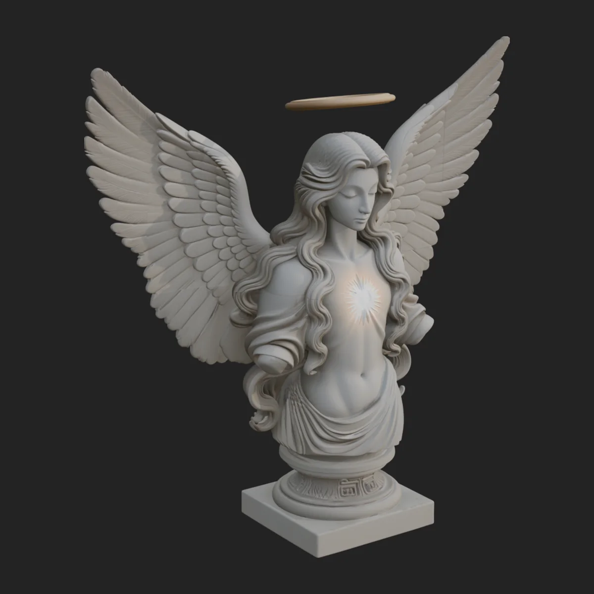 Winged Angel Woman Bust Statue Design 2