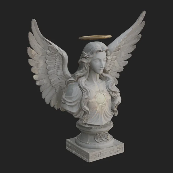 Winged Angel Woman Bust Statue Design 3