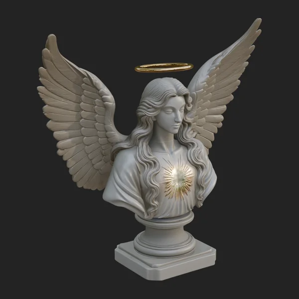 Winged Angel Woman Bust Statue Design 4