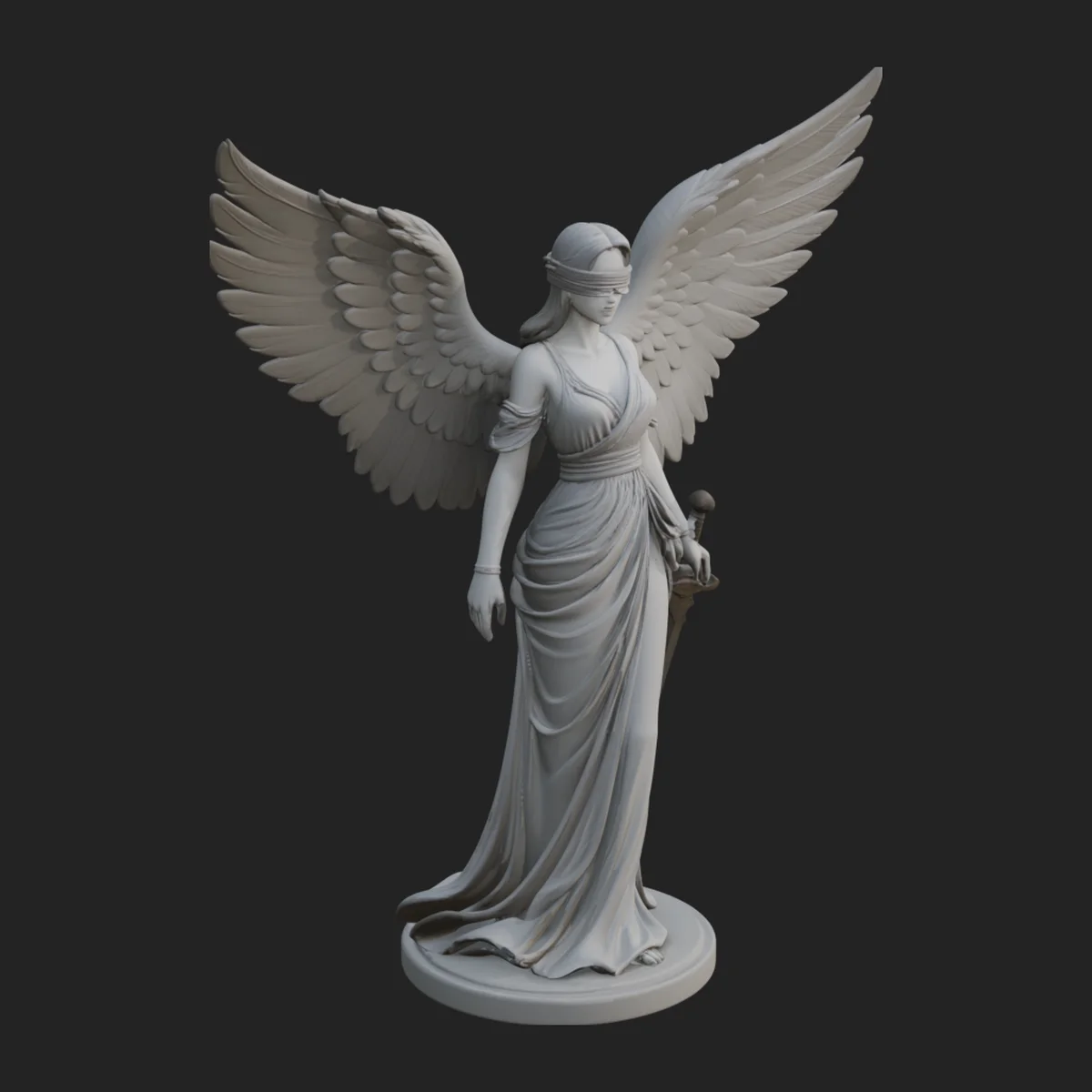 Winged Angel Woman Statue Design 1