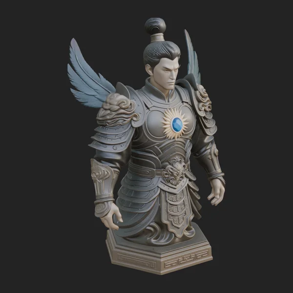 Winged Chinese Guardian Statue Design 1