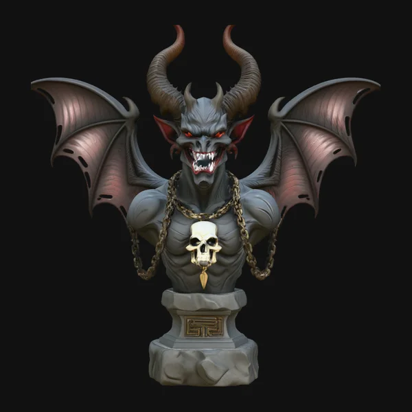 Winged Demon Bust Statue Design 1