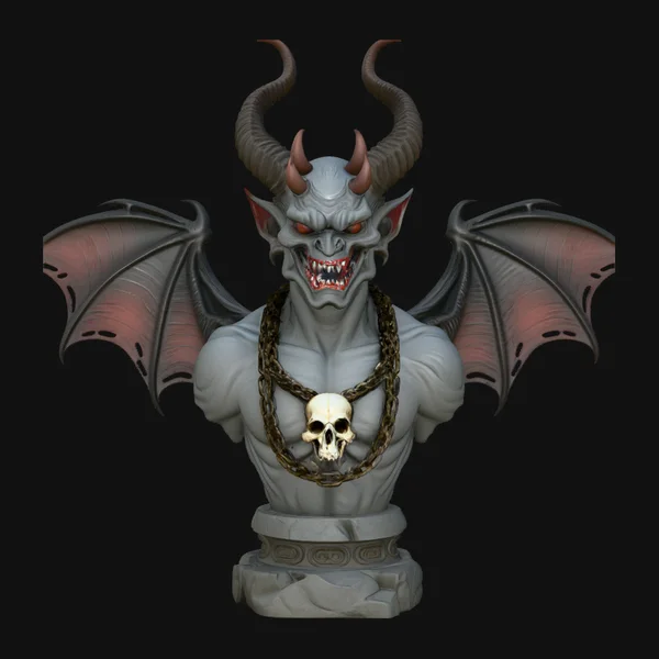 Winged Demon Bust Statue Design 3