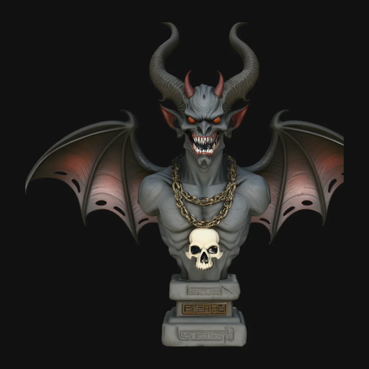 Winged Demon Bust Statue Design 4