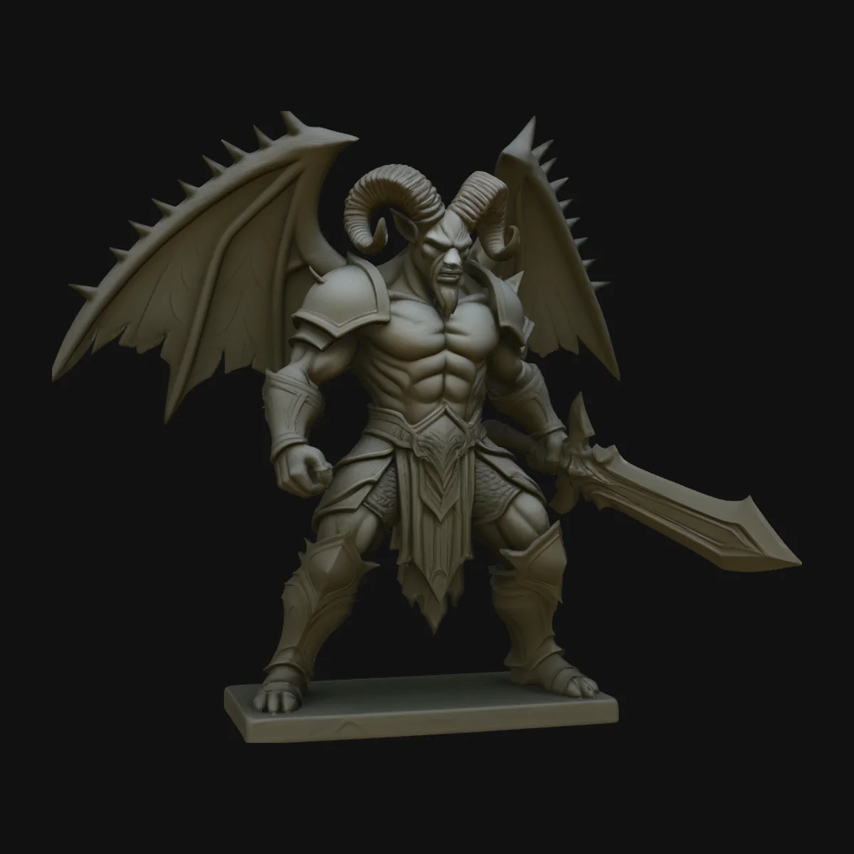 Winged Demon Knight Statue Design 1