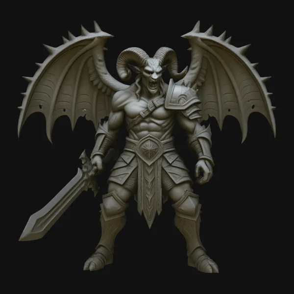 Winged Demon Knight Statue Design 2
