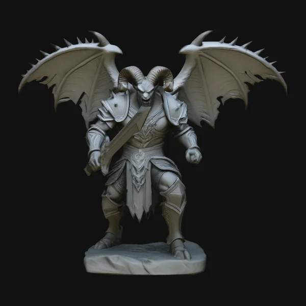 Winged Demon Knight Statue Design 3