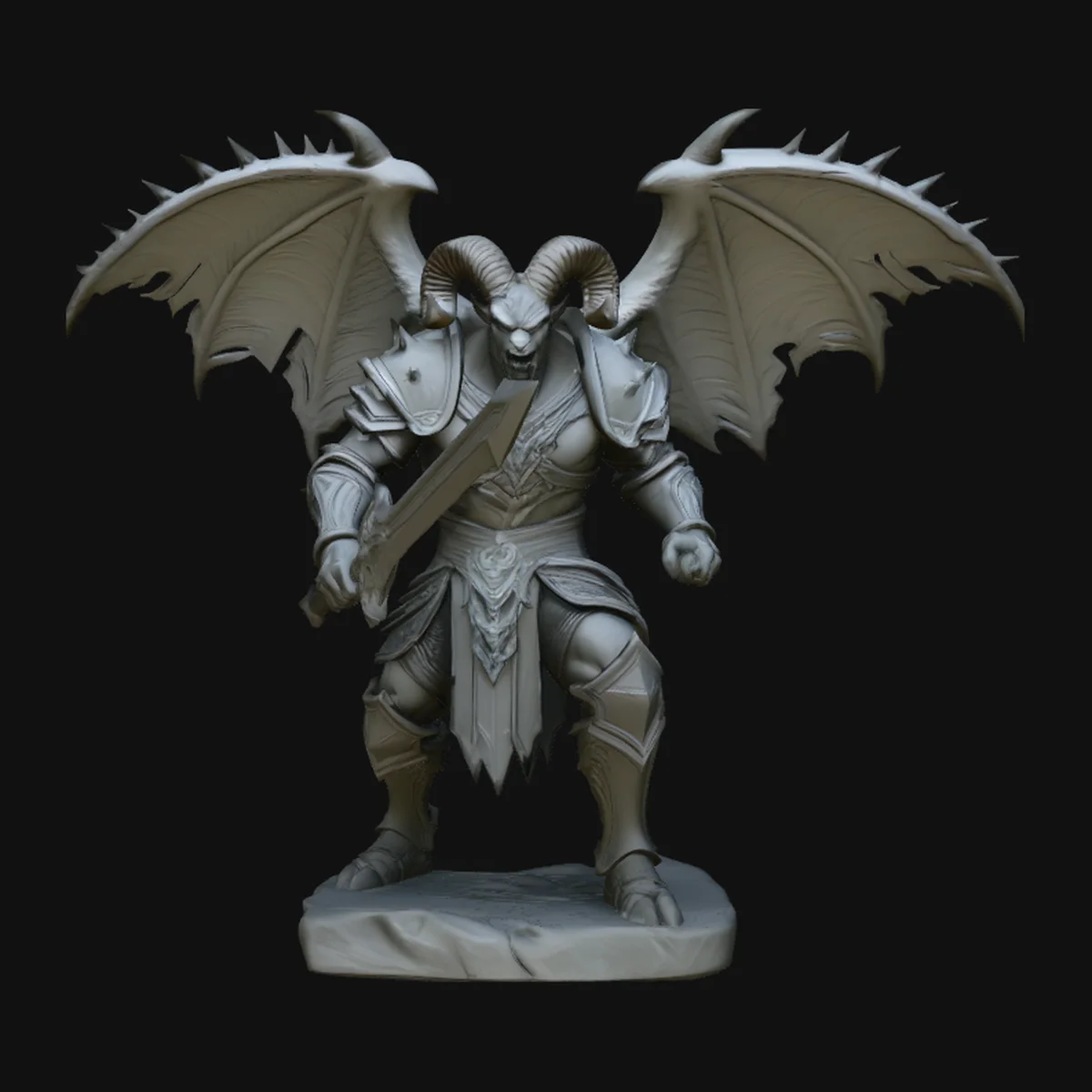 Winged Demon Knight Statue Design 3