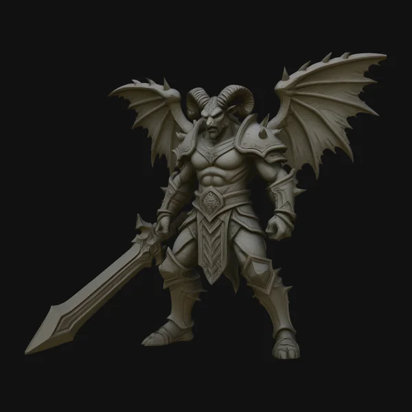 Winged Demon Knight Statue Design 4