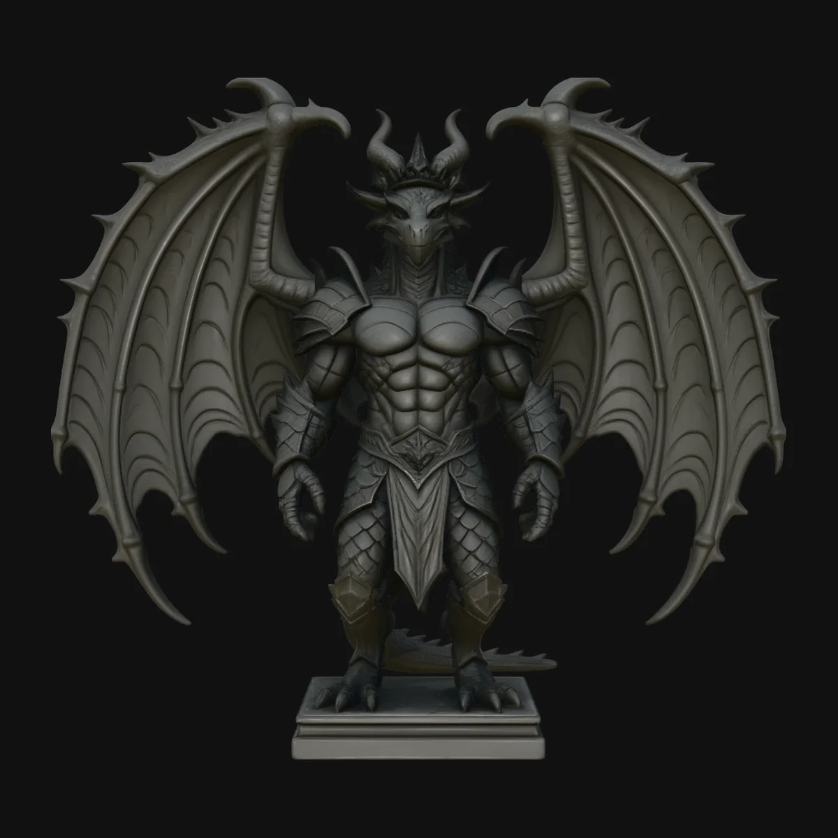 Winged Dragon Demon Statue Design 3
