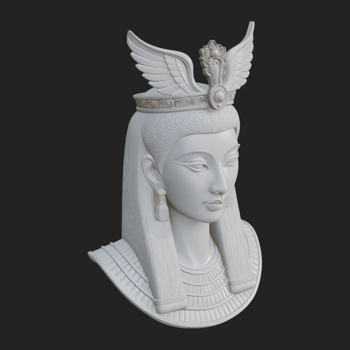 Winged Egyptian Goddess Bust Statue Design 1