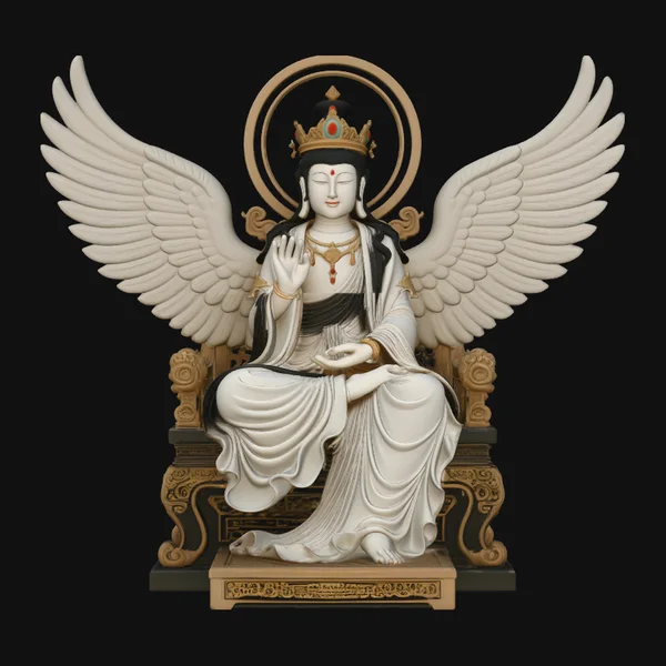 Winged Goddess on Throne Statue Design 2