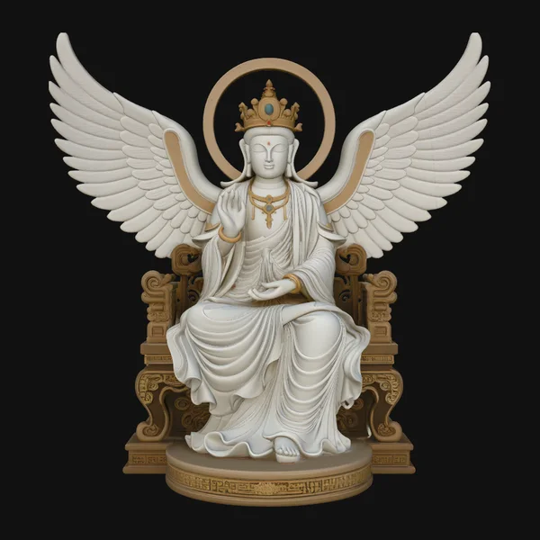 Winged Goddess on Throne Statue Design 3