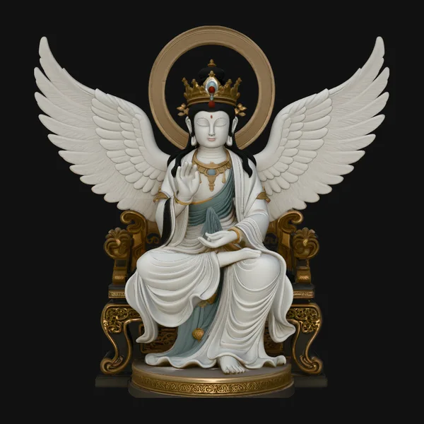 Winged Goddess on Throne Statue Design 4