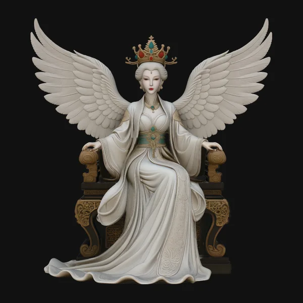 Winged Goddess on Throne Statue Design 5