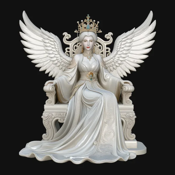 Winged Goddess on Throne Statue Design 6