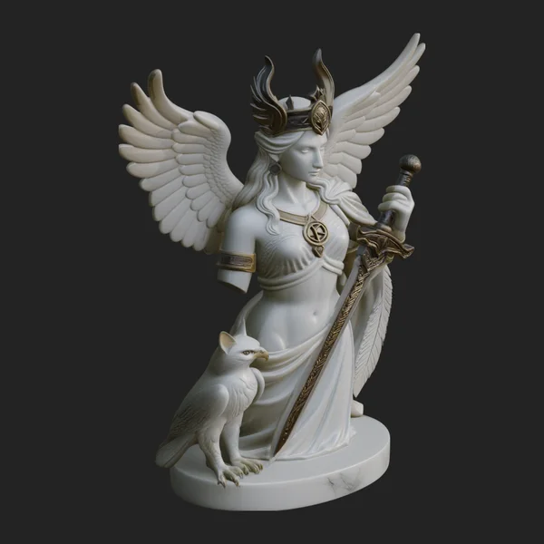 Winged Goddess with Cat Statue Design 1