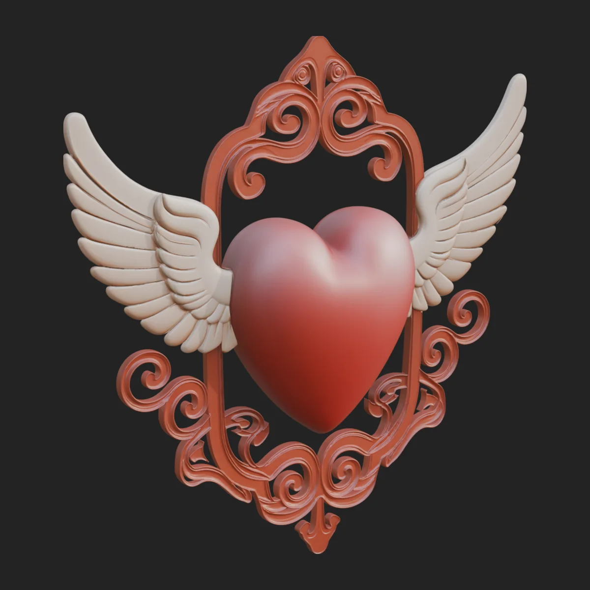 Winged Heart Frame Plaque Design 1