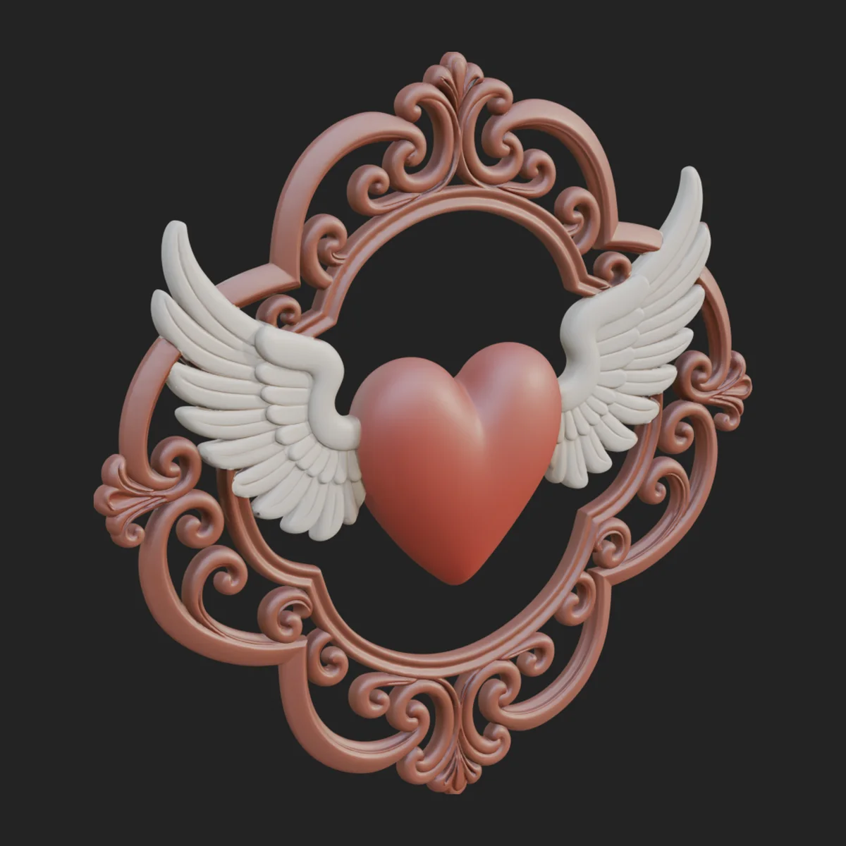 Winged Heart Frame Plaque Design 2