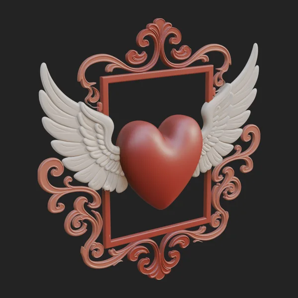 Winged Heart Frame Plaque Design 3