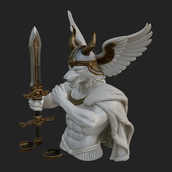 Winged Judgment God Statue Design 1