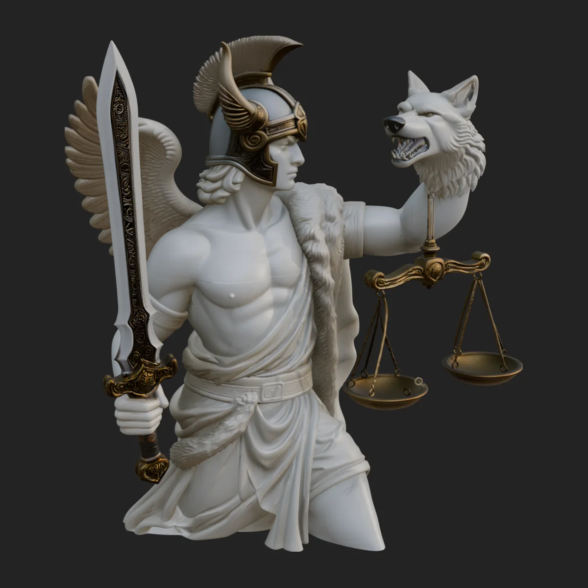 Winged Judgment God Statue Design 2
