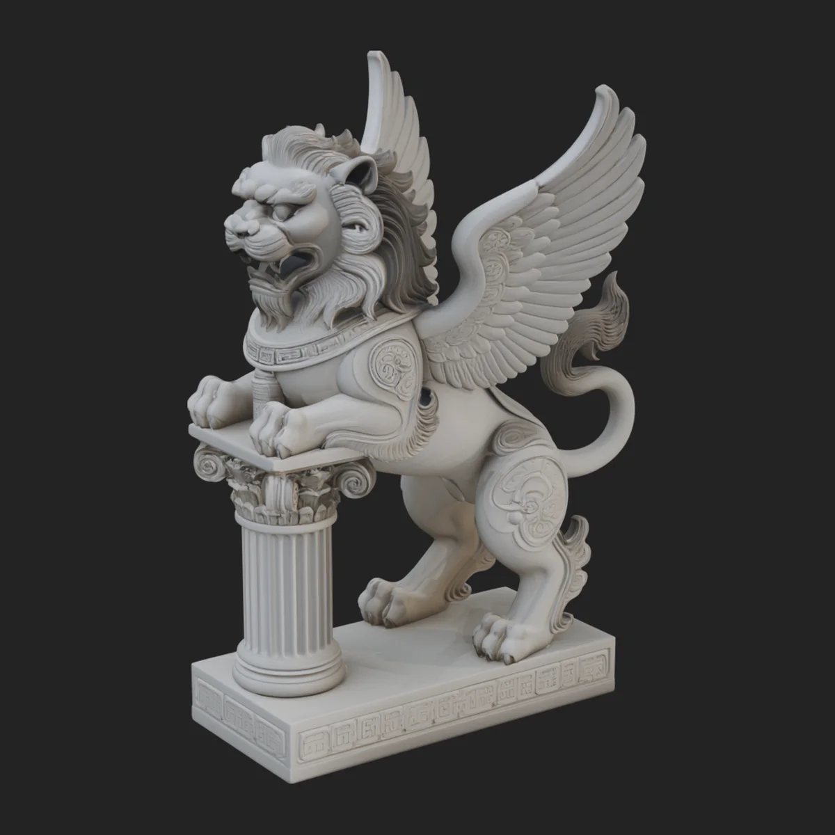 Winged Lion Column Monument Design 1