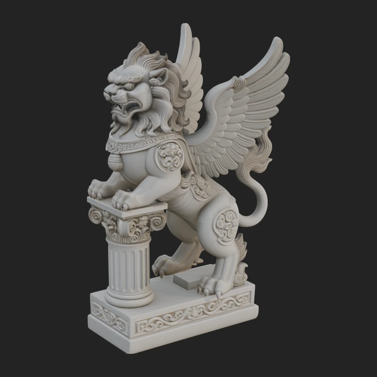 Winged Lion Column Monument Design 4