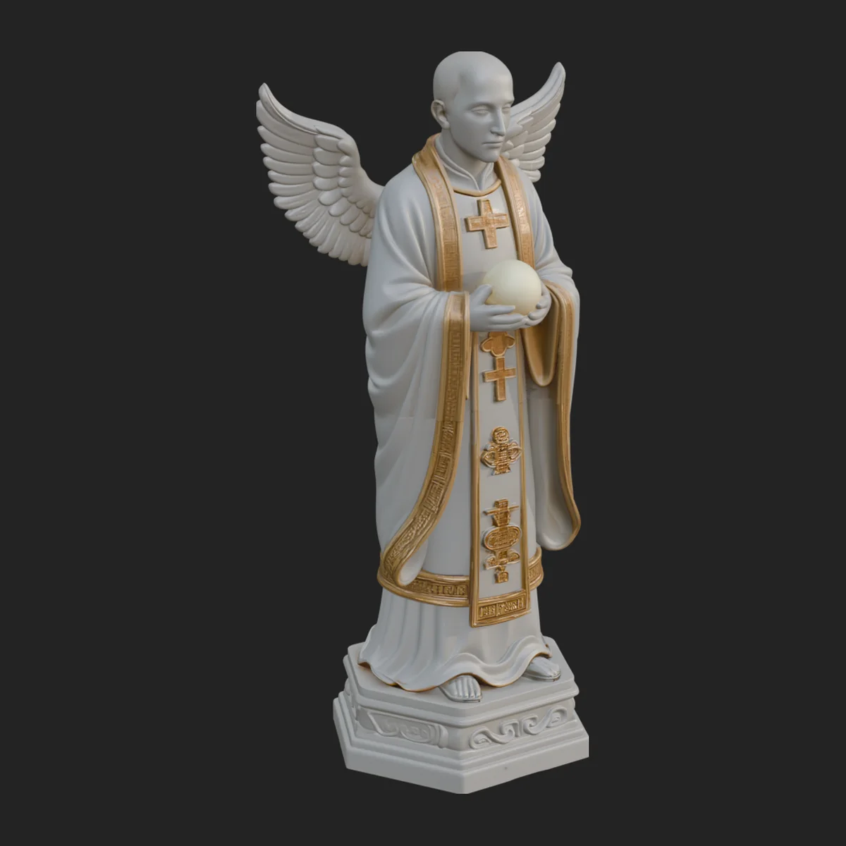 Winged Priest Statue Design 3