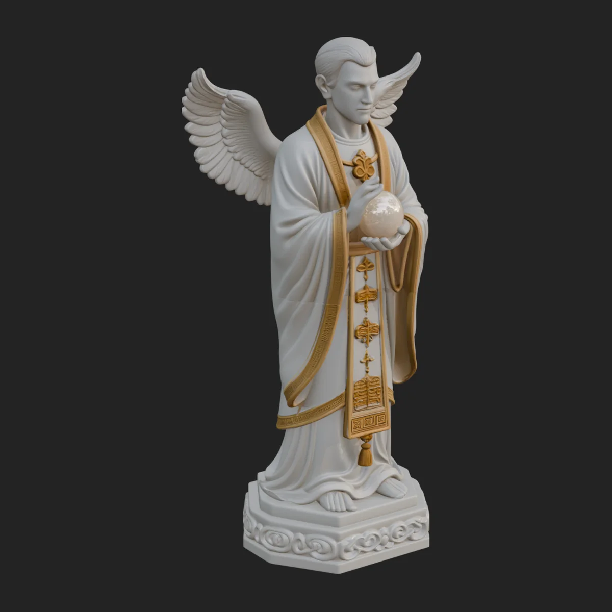 Winged Priest Statue Design 4