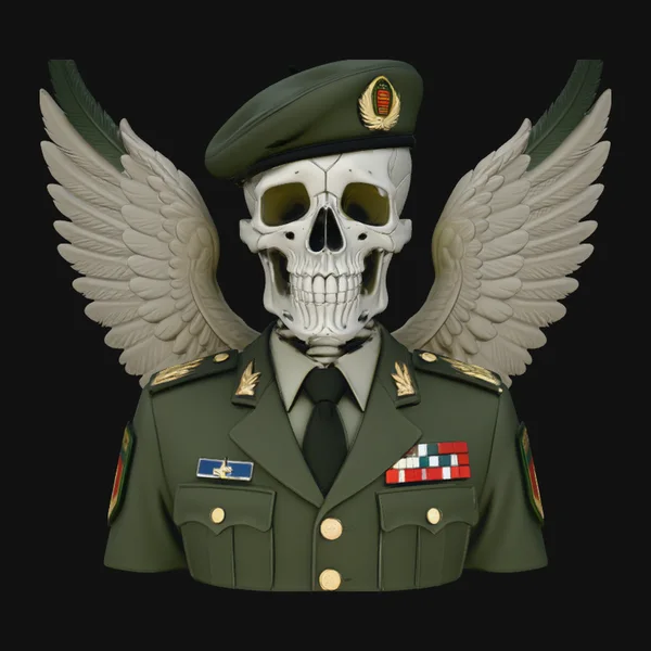Winged Skull General Bust Statue Design 1
