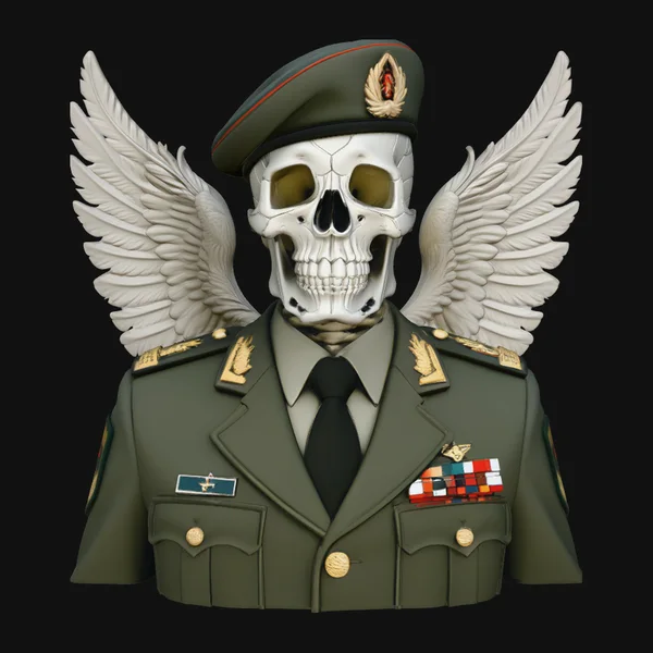 Winged Skull General Bust Statue Design 2