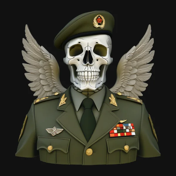 Winged Skull General Bust Statue Design 3