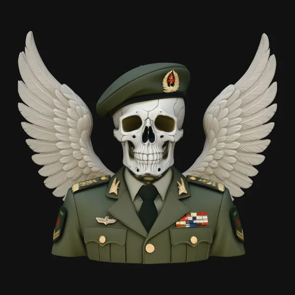 Winged Skull General Bust Statue Design 4